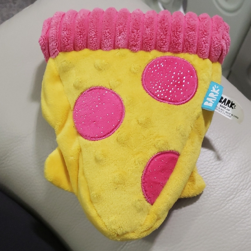 Bark Box Pink and Yellow Pizza Plush Dog Toy